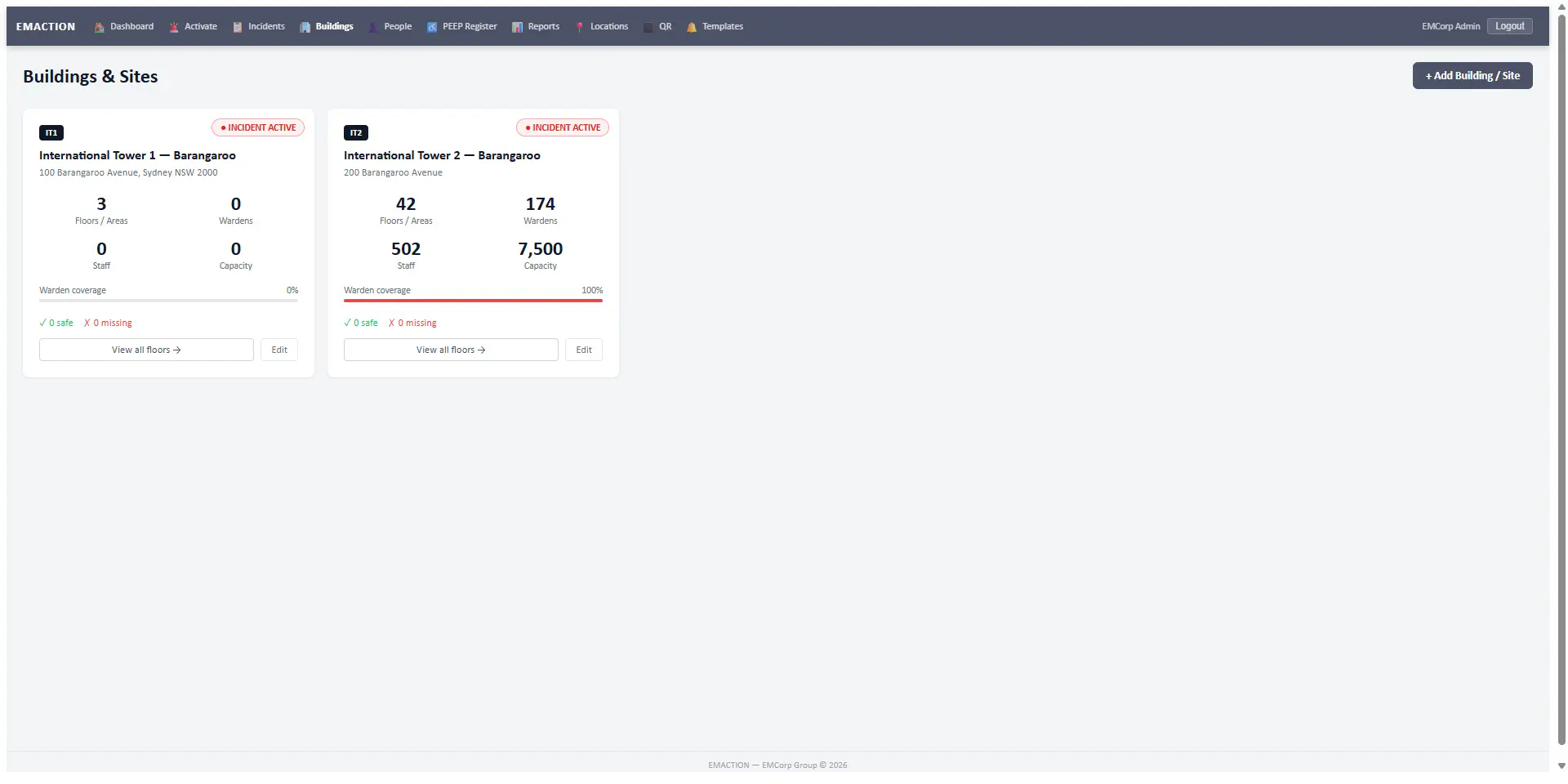 EMAction buildings dashboard