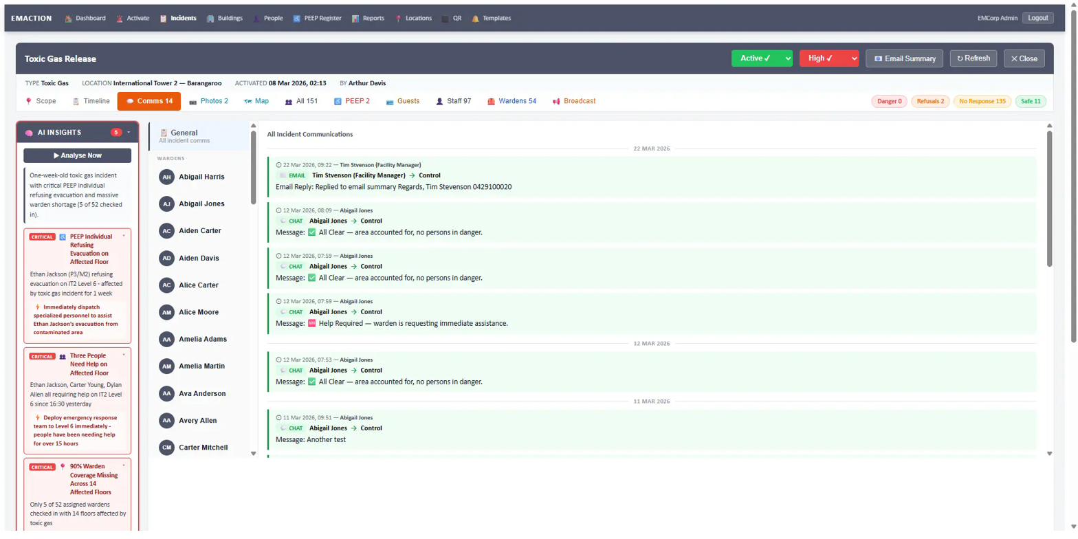 EMAction warden communications panel